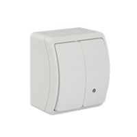 Switches and Sockets - KOALA - colour: white - Two-Circuit Switch With Illumination VW-2L, screwless terminals, IP44