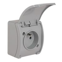 Switches and Sockets - KOALA - colour: gray - Single Socket (2P+Z) VG-1, with earthing contact, screw type terminals, IP44