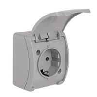 Switches and Sockets - KOALA - colour: gray - Single Socket (Schuko 2P+Z) VG-1S, with Schuko type earthing contact, screw type terminals, IP44