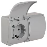 Switches and Sockets - KOALA - colour: gray - Double Socket (Schuko 2x2P+Z) VG-2S, with Schuko type earthing contact, screw type terminals, IP44