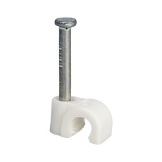 Uchwyty z gwoździem FLOP - Uchwyt kablowy z gwoździem FLOP-4, okrągły przewód ⌀4mm, biały, gwóźdź: 2x17mm