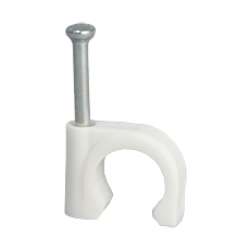 Uchwyty z gwoździem FLOP - Uchwyt kablowy z gwoździem FLOP-10, okrągły przewód ⌀10mm, biały, gwóźdź: 2x25.5mm