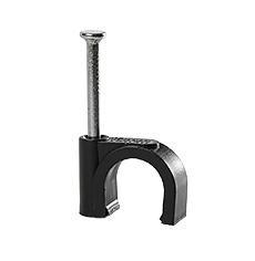 Uchwyty z gwoździem FLOP - Uchwyt kablowy z gwoździem FLOP-10 UV, okrągły przewód ⌀10mm, czarny, gwóźdź: 2.0x25.5mm