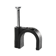 Uchwyty z gwoździem FLOP - Uchwyt kablowy z gwoździem FLOP-12 UV, okrągły przewód ⌀12mm, czarny, gwóźdź: 2.0x28.5mm