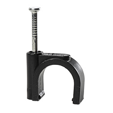 Uchwyty z gwoździem FLOP - Uchwyt kablowy z gwoździem FLOP-16 UV, okrągły przewód ⌀16mm, czarny, gwóźdź: 2.5x34mm