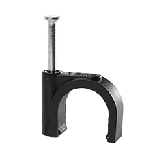 Uchwyty z gwoździem FLOP - Uchwyt kablowy z gwoździem FLOP-18 UV, okrągły przewód ⌀18mm, czarny, gwóźdź: 2.5x37mm