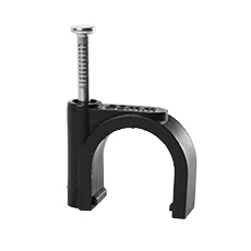 Uchwyty z gwoździem FLOP - Uchwyt kablowy z gwoździem FLOP-20 UV, okrągły przewód ⌀20mm, czarny, gwóźdź: 3.0x42mm