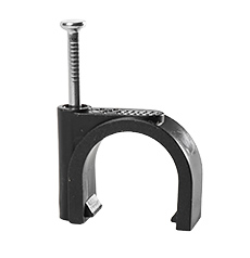 Uchwyty z gwoździem FLOP - Uchwyt kablowy z gwoździem FLOP-22 UV, okrągły przewód ⌀22mm, czarny, gwóźdź: 2.8x42mm