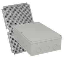 Natynkowe hermetyczne PH - Puszka Hermetyczna PH-5C.2P, z osłabieniami pod dławiki, płyta PMT-5, IP65
