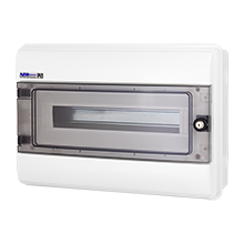 Rozdzielnice Podtynkowe RHp - Rozdzielnica Hermetyczna RHp-18/Z  (z zamkiem, drzwi transparentne PC), IP65