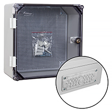 Obudowy UNIbox - Obudowa z tworzywa UNIbox Uni-0/TPM, panel membranowy P-MB-35, płyta montażowa,  uchwyty do montażu naściennego, IP65, IK07