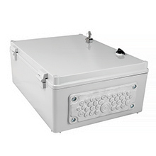 Obudowy UNIbox - Obudowa z tworzywa UNIbox Uni-1/PM, panel membranowy P-MB-35, płyta montażowa,  uchwyty do montażu naściennego, IP65, IK07