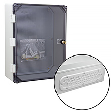 Obudowy UNIbox - Obudowa z tworzywa UNIbox Uni-2/TPM, panel membranowy P-MB-51, płyta montażowa,  uchwyty do montażu naściennego, IP65, IK07