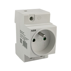 NEO -  Aparatura modułowa - Gniazdo GSTH230 na szynę TH, 2P+Z, 16A, 250V~ 