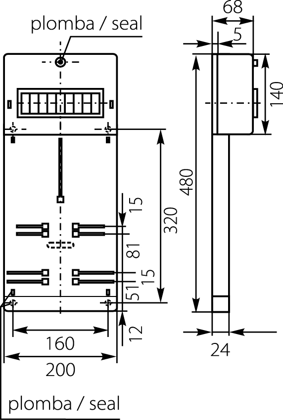 Tablica Licznikowo-Rozdzielcza TLR-3F (N+PE), z obudową na wyłączniki nadprądowe, IP20,elektro-plast
