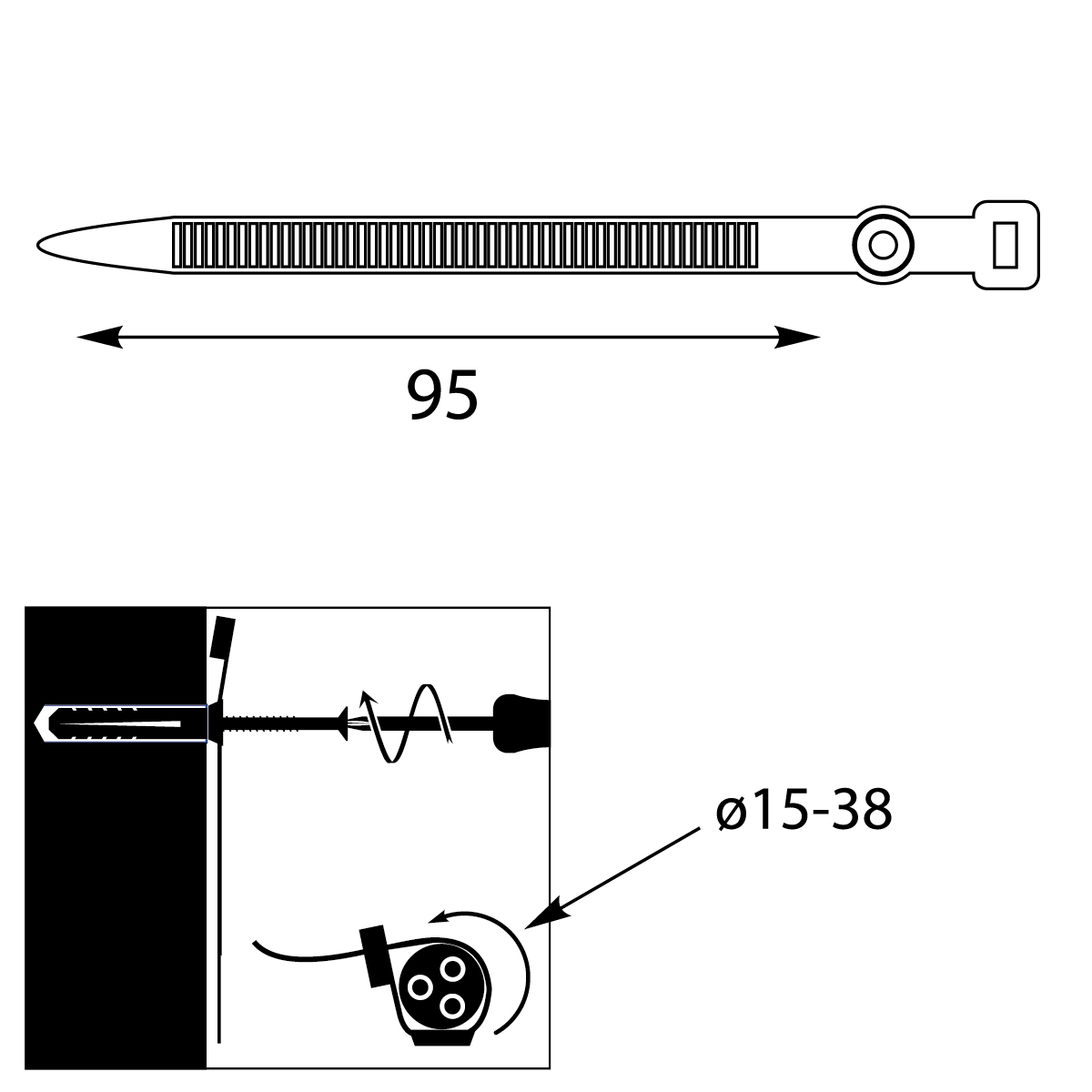 Uchwyt Paskowy Zaciskowy UP-z Φ38 UV, 95mm, czarny Uchwyt Paskowy Zaciskowy UP-z Φ38 UV, 95mm, czarny,elektro-plast