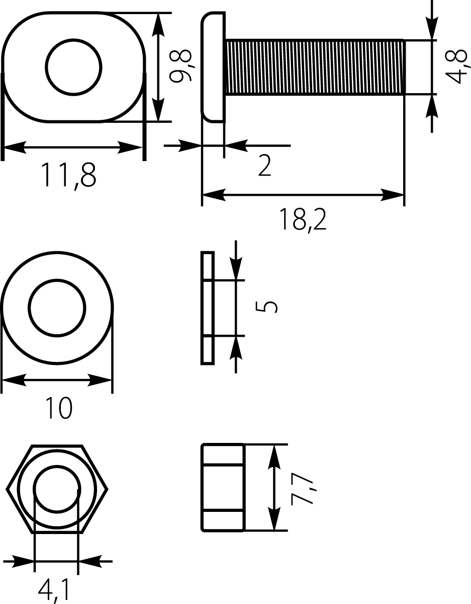 Śruby licznikowe SRDT (komplet - 3szt.),elektro-plast