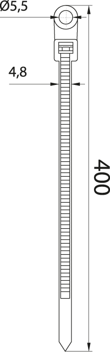 Opaska zaciskowa z otworem - OZOb-5/400, biała, dł. 400mm