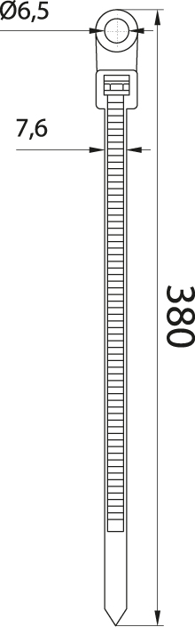 Opaska zaciskowa z otworem - OZOc-8/380UV, czarna, dł. 380mm