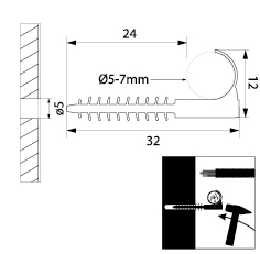 Uchwyt szybkiego montażu hakowy USMH-6, Rury i przewody Φ 5 - 7 mm