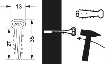 Uchwyt szybkiego montażu płaski USMP-1, 2x1.5mm, kolor: biały