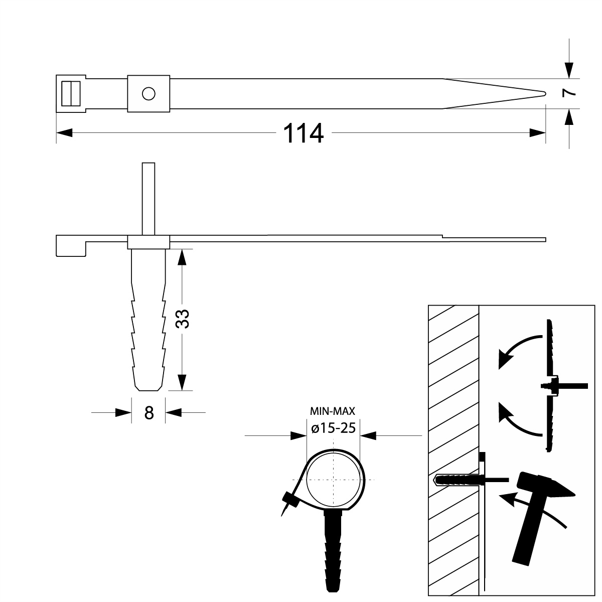Uchwyt szybkiego montażu paskowy z kołkiem Φ8 - USMPK-8 Uchwyt szybkiego montażu paskowy z kołkiem Φ8 - USMPK-8,elektro-plast