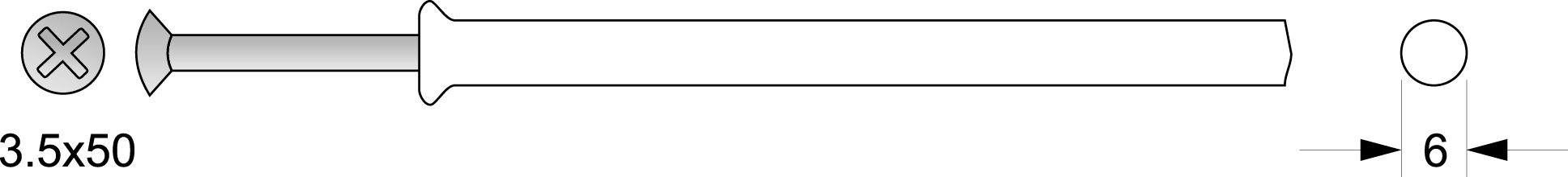 Kołek rozporowy z wkrętem KR-5 Φ6 (3.5 x 50) - na wkrętak krzyżowy