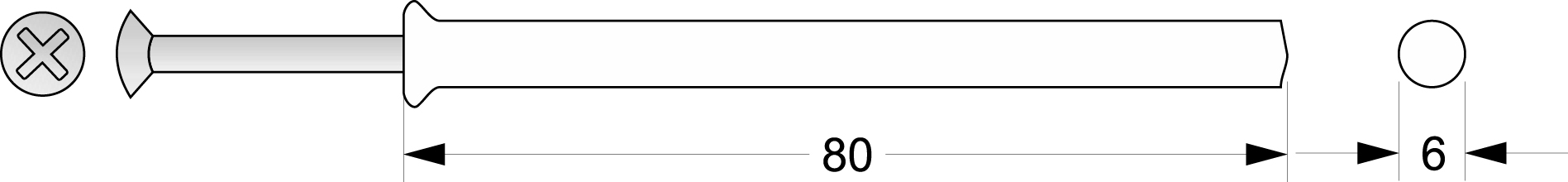 Kołek rozporowy szybkiego montażu KRSM-34, Φ6x80, wbijany