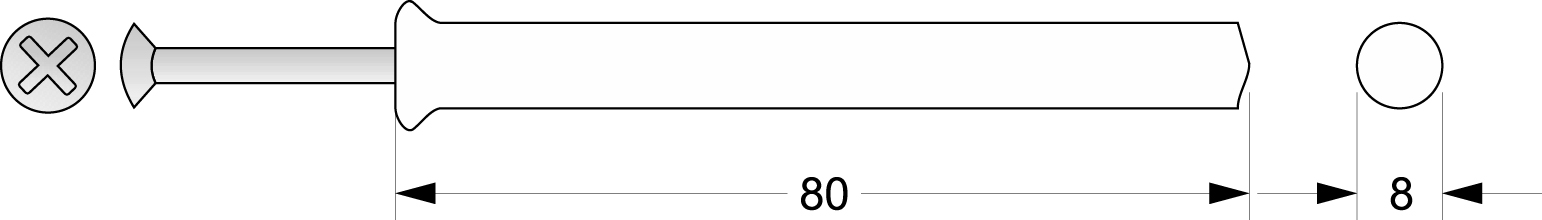 Kołek rozporowy szybkiego montażu KRSM-38, Φ8x80, wbijany