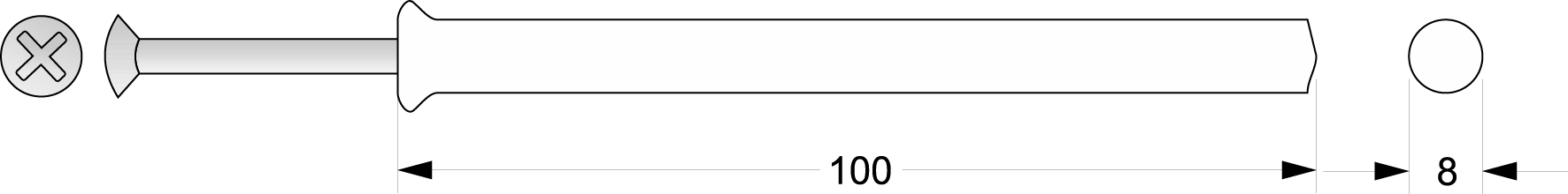 Kołek rozporowy szybkiego montażu KRSM-39, Φ8x100, wbijany