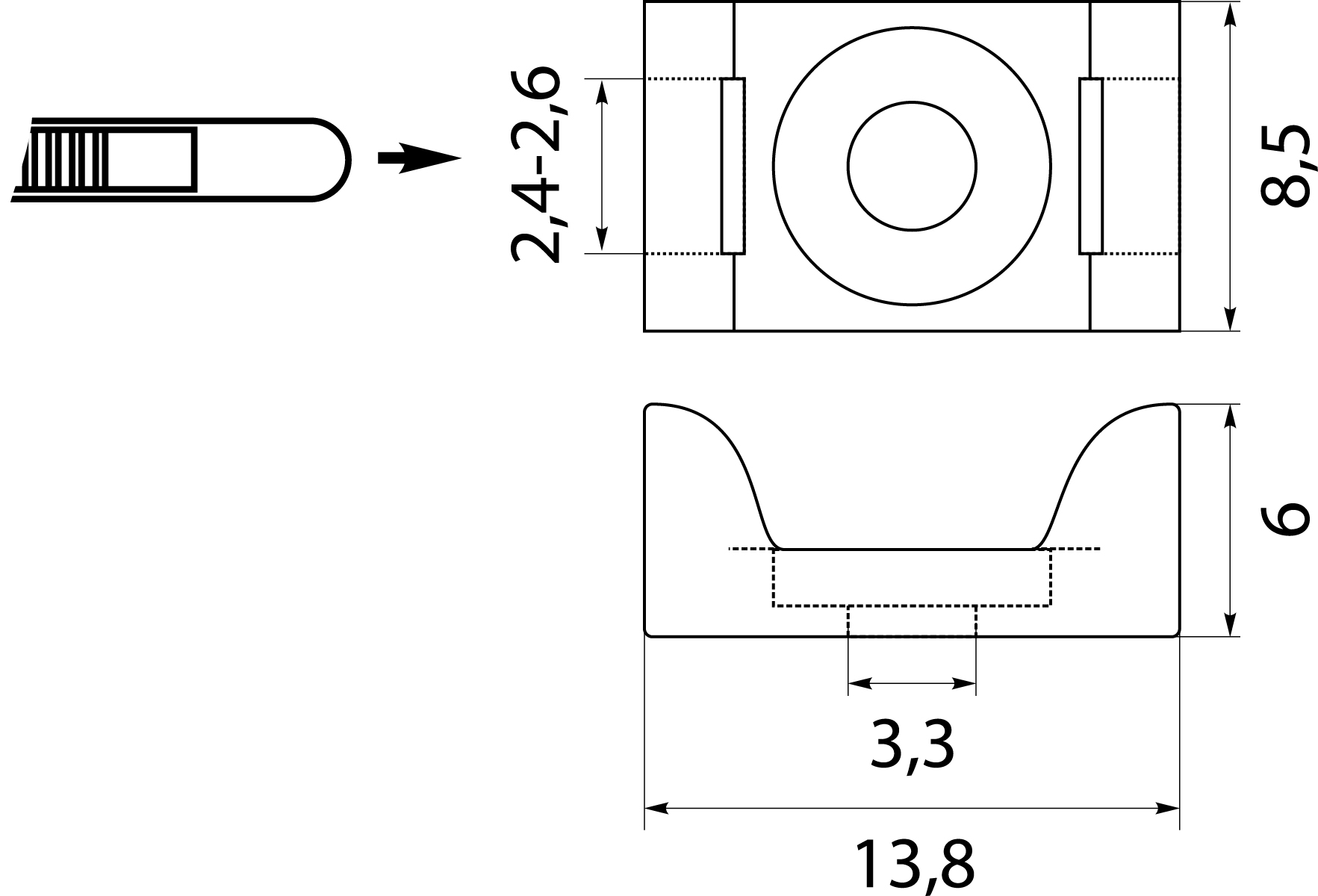 Podstawka Montażowa PMP-03-3-UV-100, przykręcana, szer. opasek: 2.4-2.6mm Podstawka Montażowa PMP-03-3-UV-100, przykręcana, szer. opasek: 2.4-2.6mm,elektro-plast