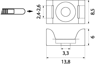 Podstawka Montażowa PMP-03-3-UV-100, przykręcana, szer. opasek: 2.4-2.6mm