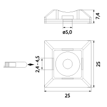 Podstawka Montażowa PMS-25-25-UV-100, czarna, samoprzylepna
