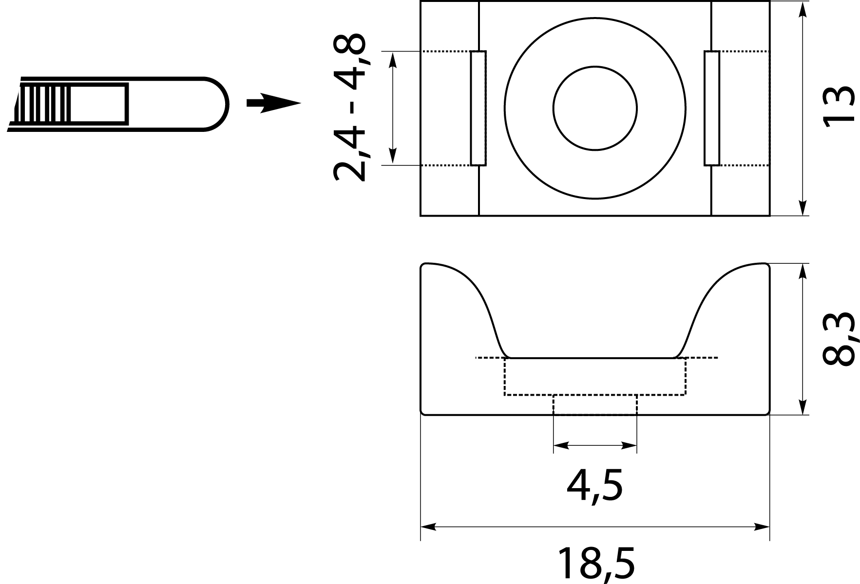 Podstawka Montażowa PMP-05-4-UV-100, przykręcana, szer. opasek: 2.4-4.8mm Podstawka Montażowa PMP-05-4-UV-100, przykręcana, szer. opasek: 2.4-4.8mm,elektro-plast
