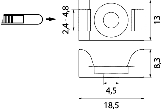 Podstawka Montażowa PMP-05-4-UV-100, przykręcana, szer. opasek: 2.4-4.8mm