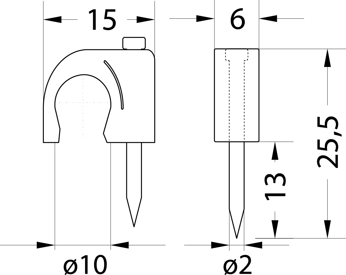 Uchwyt kablowy z gwoździem FLOP-10 UV, okrągły przewód ⌀10mm, czarny, gwóźdź: 2.0x25.5mm Uchwyt kablowy z gwoździem FLOP-10 UV, okrągły przewód ⌀10mm, czarny, gwóźdź: 2.0x25.5mm,elektro-plast