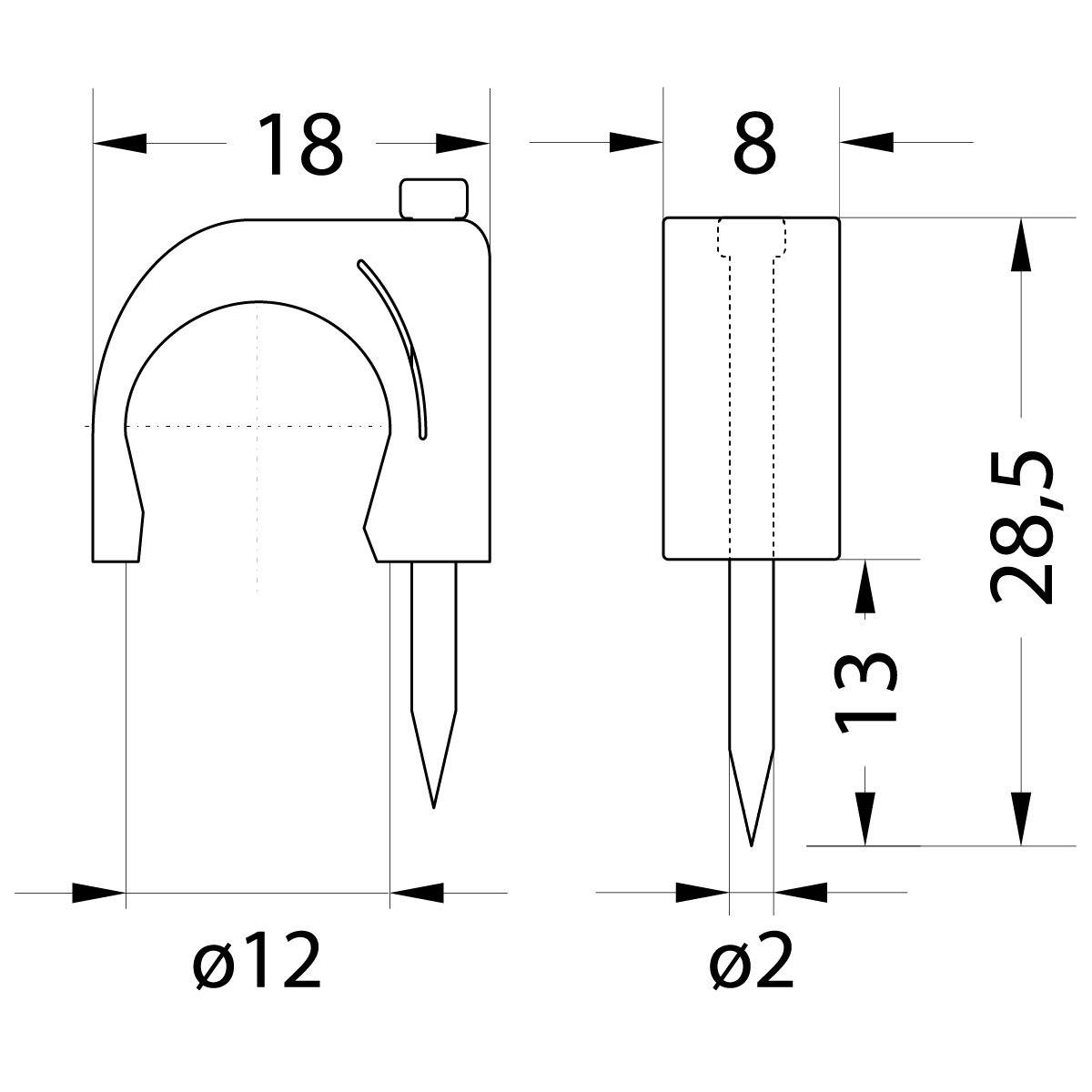 Uchwyt kablowy z gwoździem FLOP-12 UV, okrągły przewód ⌀12mm, czarny, gwóźdź: 2.0x28.5mm Uchwyt kablowy z gwoździem FLOP-12 UV, okrągły przewód ⌀12mm, czarny, gwóźdź: 2.0x28.5mm,elektro-plast