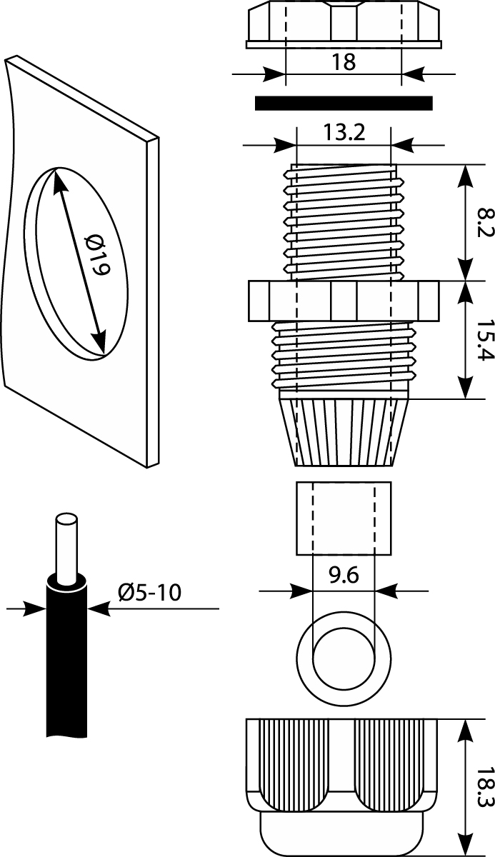 Dławnica PG-11, Φ5-10mm, IP68 Dławnica PG-11, Φ5-10mm, IP68,elektro-plast