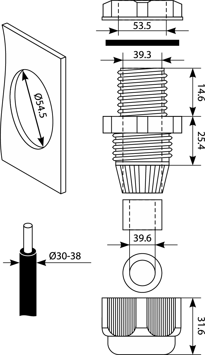 Dławnica PG-42, Φ30-38mm, IP68 Dławnica PG-42, Φ30-38mm, IP68,elektro-plast