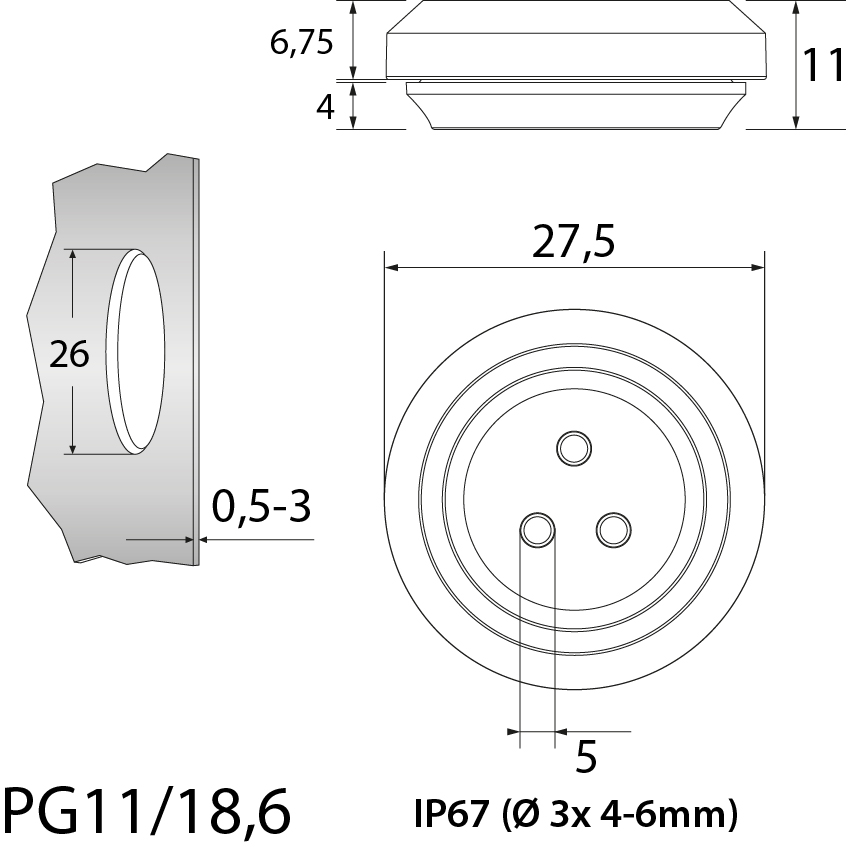 Przepust Dławiący TSSM PG11/18.6 Biały, multi Przepust Dławiący TSSM PG11/18.6 Biały, multi,elektro-plast