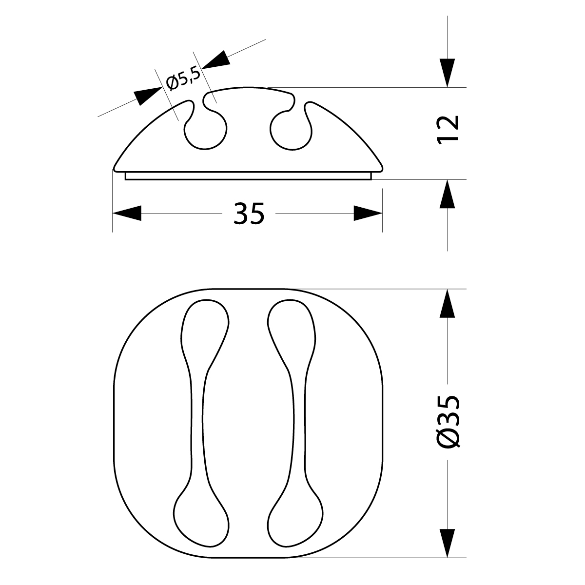 Uchwyt kablowy samoprzylepny UKSO-22, 2xØ5.5mm, kolor: czarny Uchwyt kablowy samoprzylepny UKSO-22, 2xØ5.5mm, kolor: czarny,elektro-plast