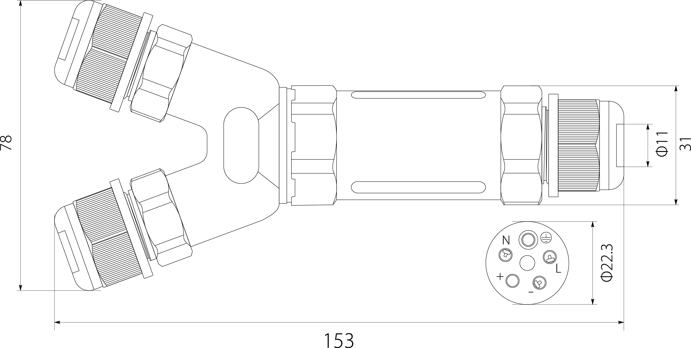Złączka Kablowa Trójnik SPNTY 325 3x2.5, 250V, 16A, IP68,elektro-plast
