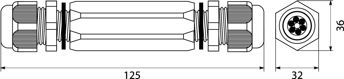 Złączka kablowa SP 6 (5x6), IP67 Złączka kablowa SP 6 (5x6), IP67,elektro-plast