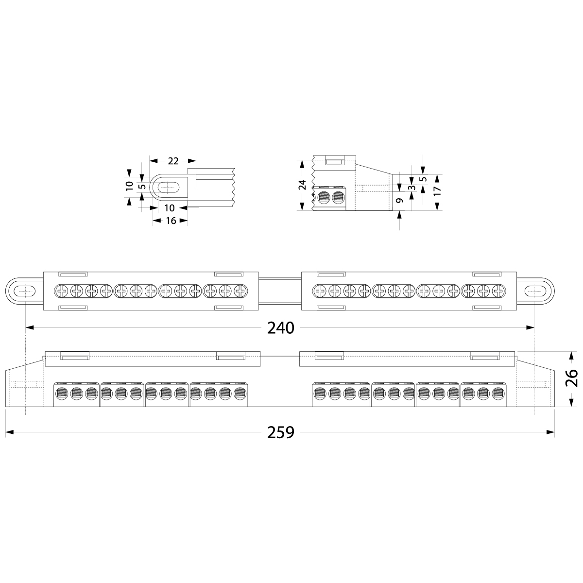 Listwa Zaciskowa LZ-12, N 11x(1,5-16)+2x(6-25), PE 11x(1,5-16)+2x(6-25) Listwa Zaciskowa LZ-12, N 11x(1,5-16)+2x(6-25), PE 11x(1,5-16)+2x(6-25),elektro-plast
