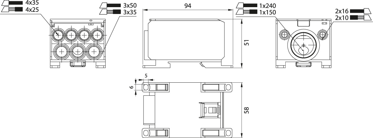 Blok Rozdzielczy DB24-SZ, 450A Blok Rozdzielczy DB24-SZ, 450A,elektro-plast