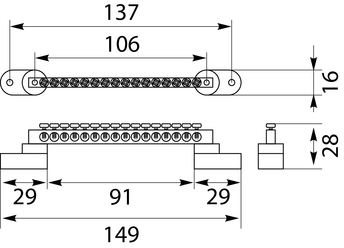 Listwa zaciskowa LZPG-16P Listwa zaciskowa LZPG-16P,elektro-plast