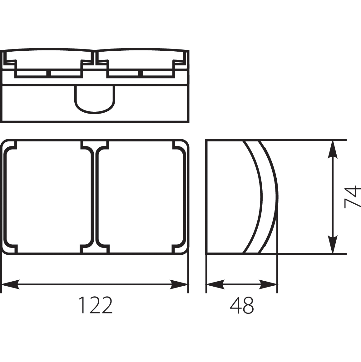 Gniazdo podwójne (2x2P+Z) VG-2, z uziemieniem, zaciski gwintowe, IP44 Gniazdo podwójne (2x2P+Z) VG-2, z uziemieniem, zaciski gwintowe, IP44,elektro-plast