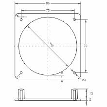 Wspornik montażowy do gniazd tablicowych 400V, kolor: czarny, 86mm x 86mm