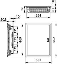 Rozdzielnica Podtynkowa z drzwiami metalowymi RPDM 2x14, N+PE (28), IP40, 1000 VAC, 1500 VDC
