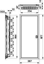 Rozdzielnica Podtynkowa z drzwiami metalowymi RPDM 5x14, N+PE (70), IP40, 1000 VAC, 1500 VDC